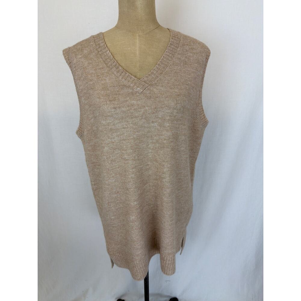 NWT Soya Concept Latte Wool Blend LONG V Neck Vest Size S #0442